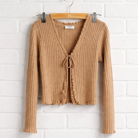 NWT The Workshop Size Medium Taupe cardigan with Tie in the Front - Picture 2 of 6